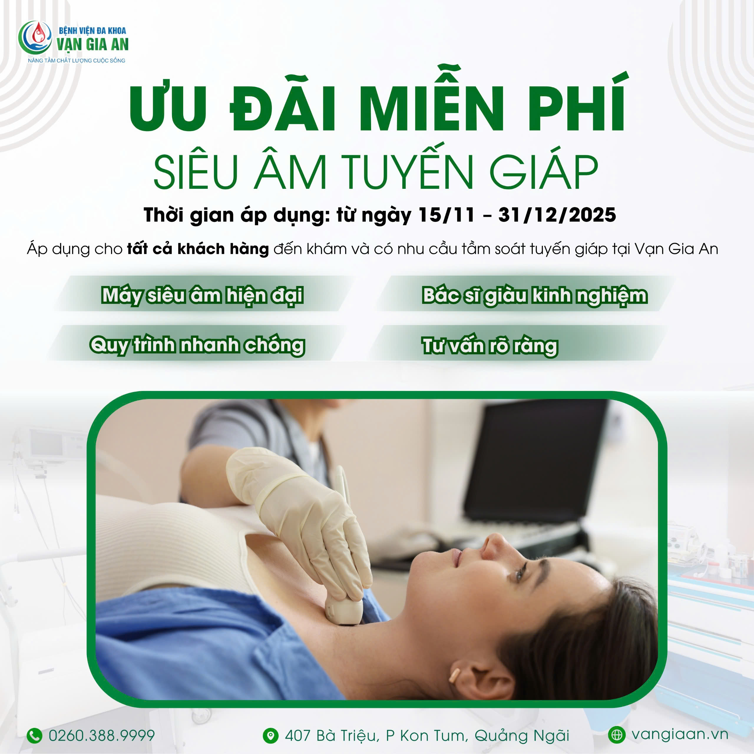 "Bác sĩ thực hiện siêu âm tuyến giáp miễn phí tại Vạn Gia An".