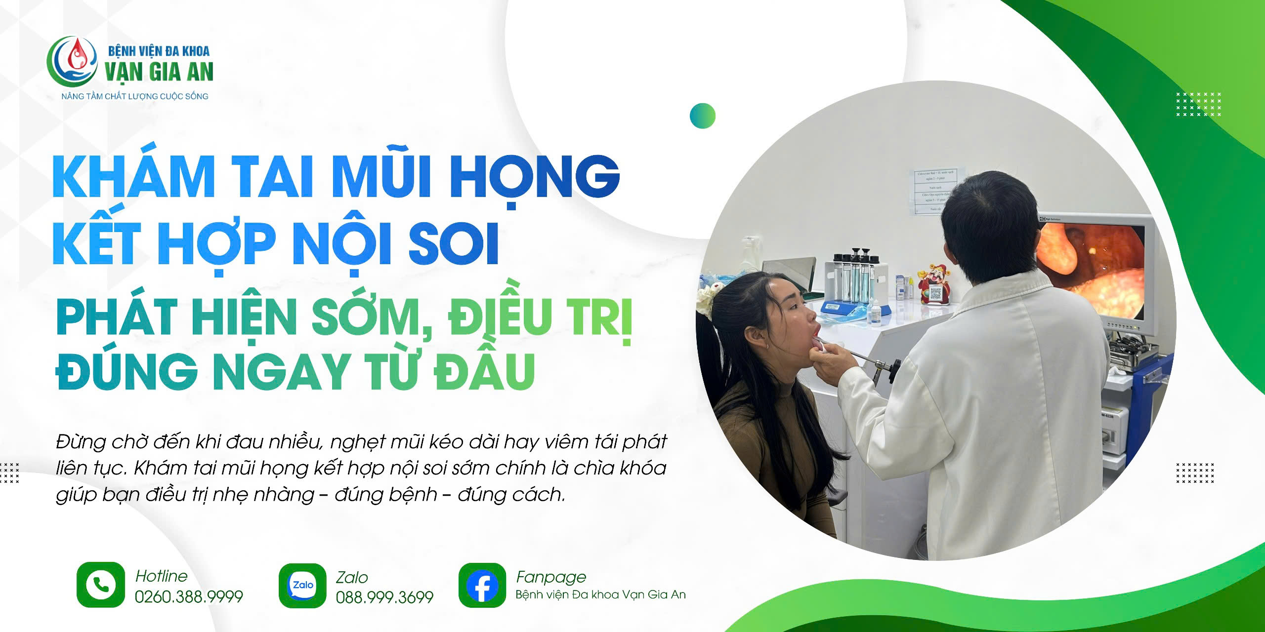 BS CKI Cao Một đang thực hiện khám tai mũi họng kết hợp nội soi tại BV Vạn Gia An