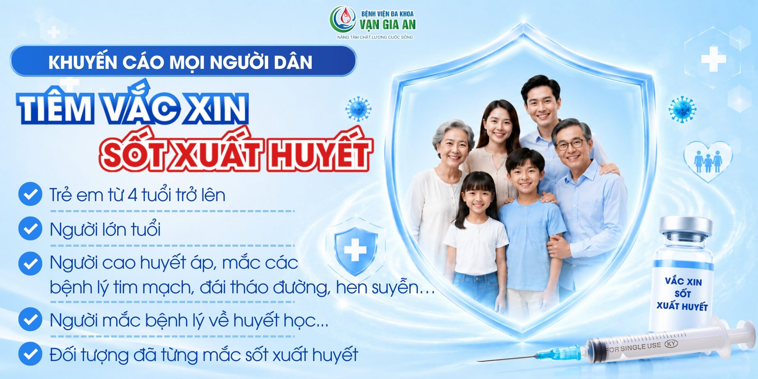 Các đối tượng tiêm vắc xin sốt xuất huyết tại Bệnh viện Vạn Gia An